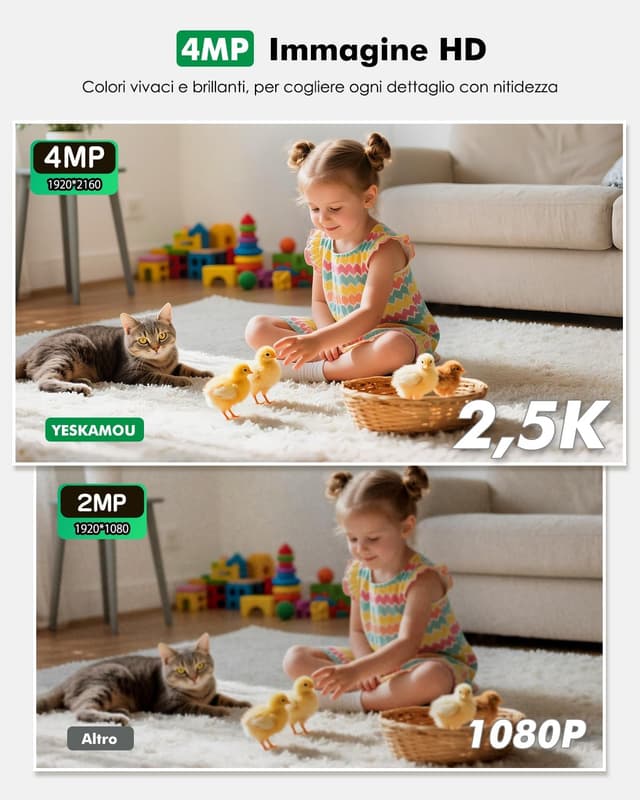 Detalle de YESKAMOU 4MP 2.5K Telecamera Wi‑Fi interna