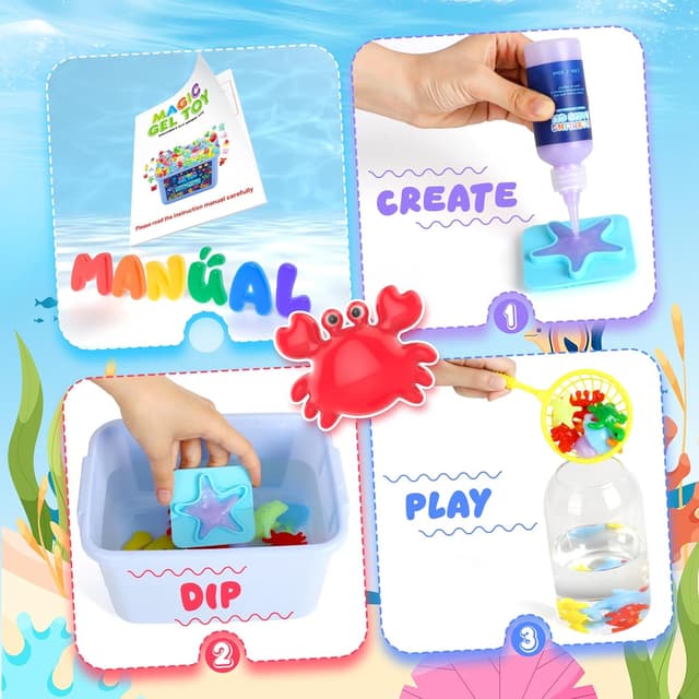 Detalle 2 de Hot Bee Magic Water Gel Squishy Maker Kit with 8 double-sided moulds (Aqua Fairy Beads) for kids