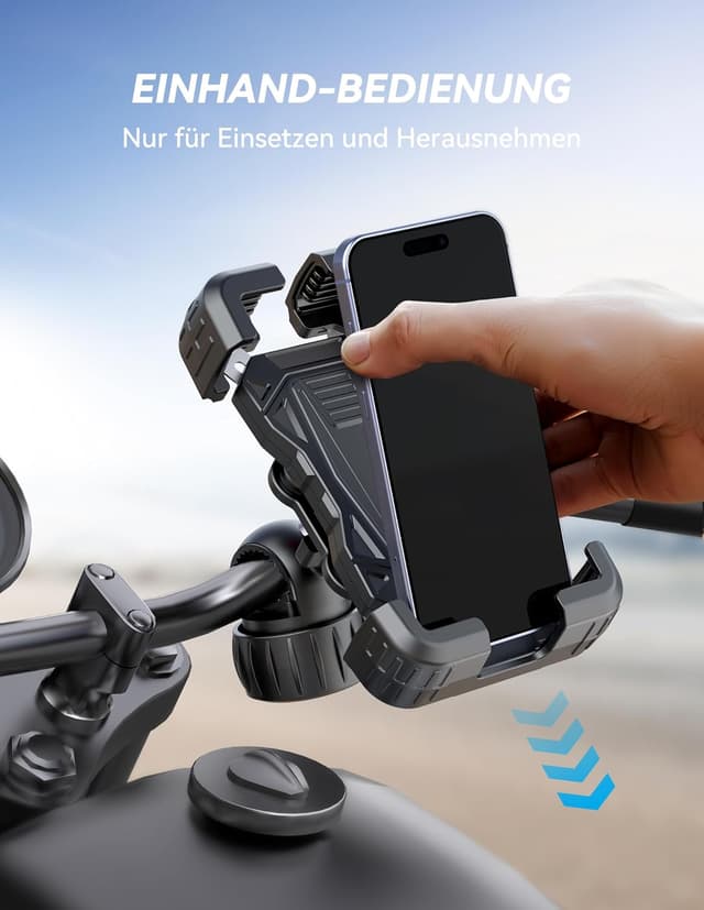 Detalle de TECKNET Handyhalterung Motorrad mit doppelter Vibrationsdämpfung, 360° drehbar für 4,7–6,8" Smartphones