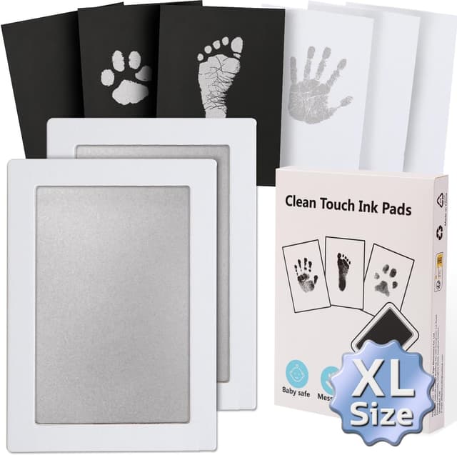 Detalle de Zemiu XL impronte mani e piedi neonati con inchiostro Clean Touch (2 kit) argento