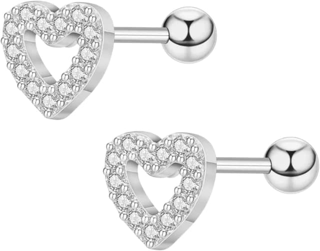 Detalle de Ohrstecker aus 925 Silber mit Zirkonia – kleine Glitzer-Ohrstecker für Damen & Kinder (Herz/Kreis/Dreieck/Stern)