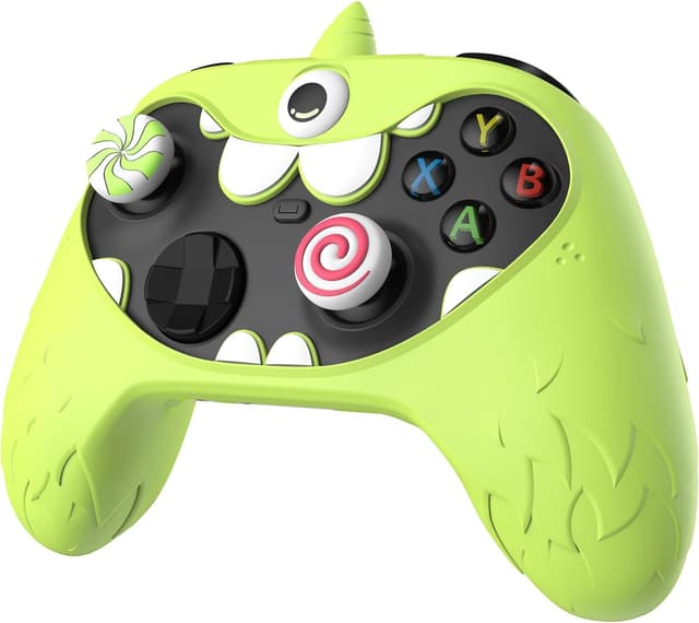Detalle de playvital Cute Silicone Skin for Xbox Series X/S controller with thumb grip caps and stickers (MonoEye Monster Green)