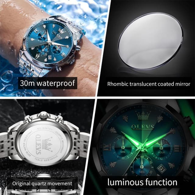 Detalle 2 de OLEVS Quarz Herrenarmbanduhr mit Chronograph