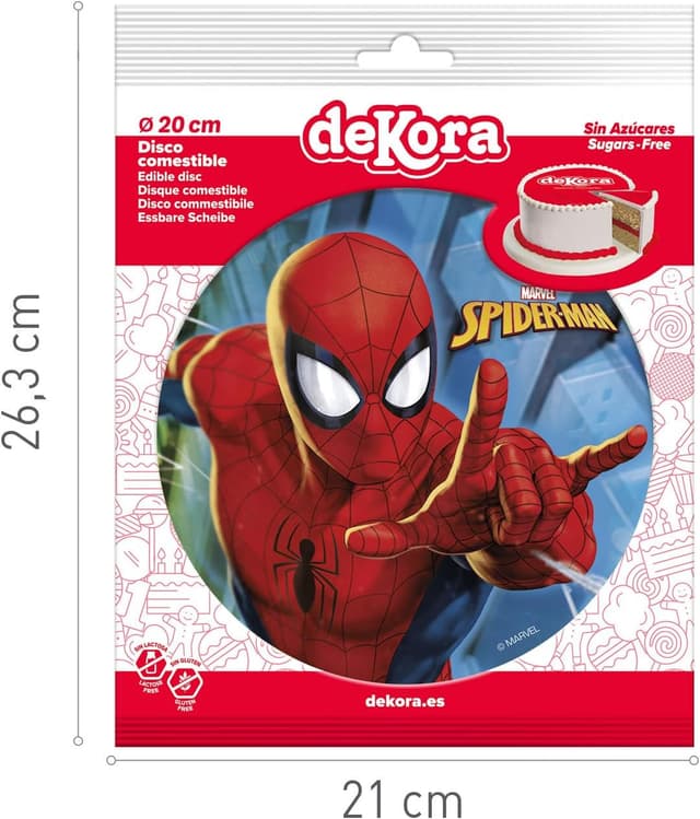 Detalle de dekora Disque comestible Spider-Man Ø 20 cm (licence officielle Marvel) pour décoration de gâteau d’anniversaire