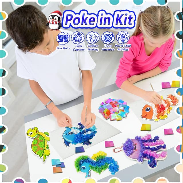 Detalle 2 de JRD&BS WINL Poke-in-Kunst-Set für Kinder ab 4 Jahren – DIY Bastelspiel mit Meerestieren, ohne Bildschirm