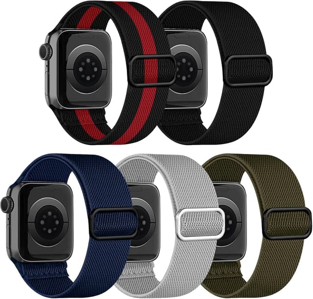 Detalle de Chinbersky 5 confezioni di cinturini in nylon elasticizzato per Apple Watch 38/40/41/42/44/45 mm