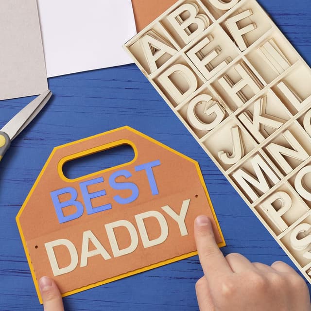 Thumbnail 1 de Relaxdays Letras de Madera, 162 Piezas, Alfabeto Natural