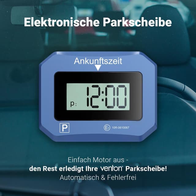 Detalle 2 de VENTON V2 Elektronische Parkscheibe (mit KBA-Zulassung) – automatische Parkuhr mit Nachtmodus & SOS