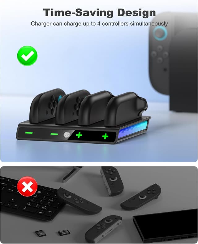 Detalle 1 de HELLCOOL Switch 2 Ladestation für 4 Controller