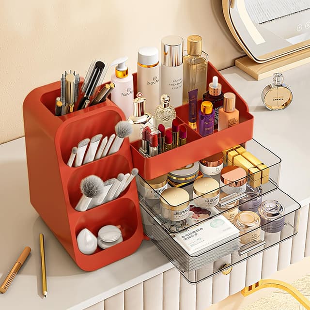Thumbnail 4 de Red Makeup Organizer with Drawers 6‑Compartment