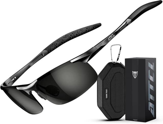 Detalle de ATTCL Polarised Sports Sunglasses for Men with UV400 Protection (Wrap Around, Lightweight 20g)