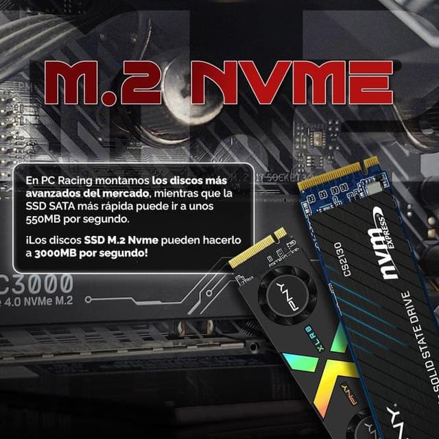 Detalle de PC Racing Ancora sobremesa con AMD Ryzen 7 5700G, Radeon integrada, Windows 11, Wi‑Fi y Bluetooth