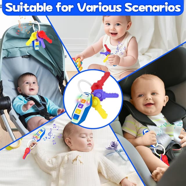 Detalle de Beißring Baby Autoschlüssel Spielzeug mit Licht & Musik – sensorisches Kautraining für Zahnung