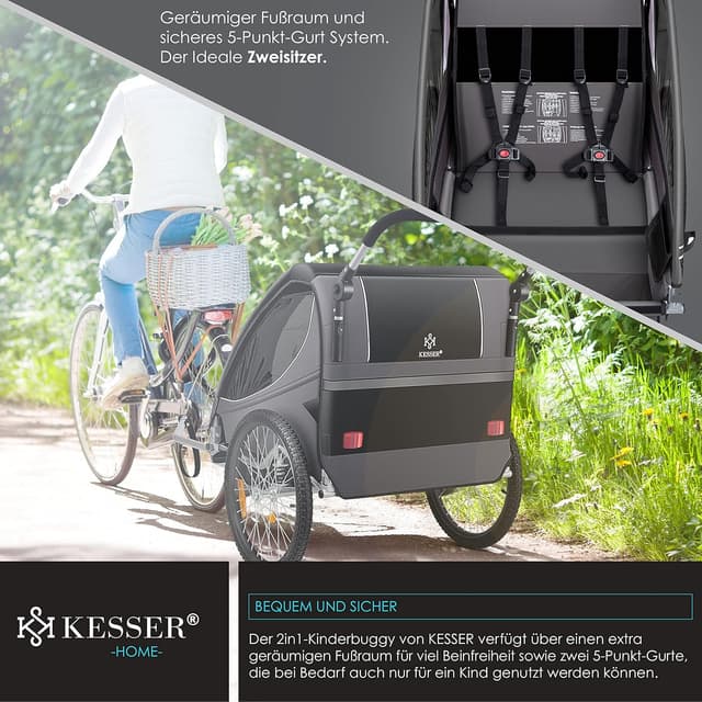 Thumbnail 4 de KESSER® Kinderanhänger 2in1 für 1–2 Kinder 40 kg