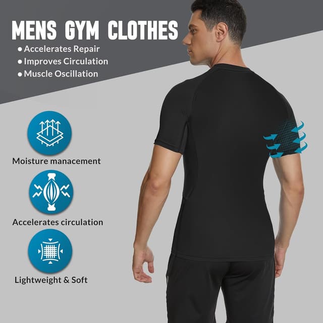 Detalle de MEETWEE Kompressionsshirt Herren (Kurz- oder Langarm) – atmungsaktives Funktionsunterhemd für Sport & Training