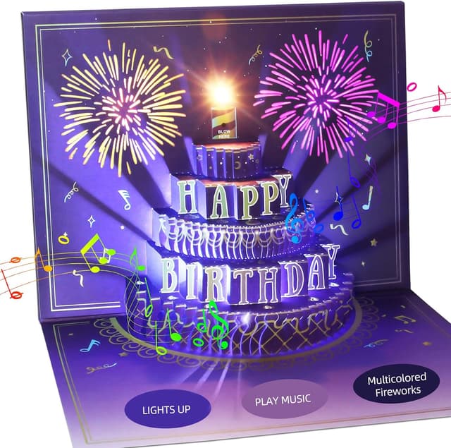 Thumbnail 6 de WUJUN Birthday Card 3D Pop Up with Light