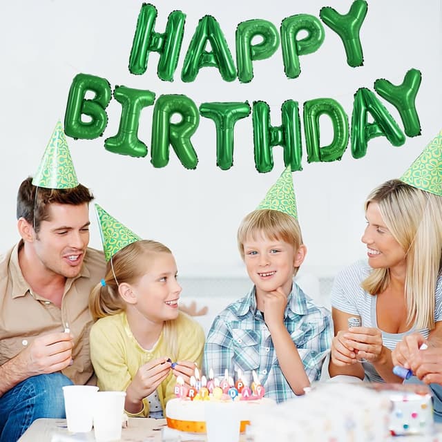 Detalle de TONIFUL Green Mylar "Happy Birthday" Banner 16" 🎈