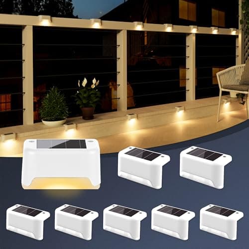 Detalle de GIGALUMI pack de 8 luces solares LED para escaleras y exteriores (blanco cálido)