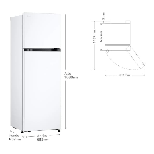 Detalle de LG GTBV20SWZJD reacondicionado (Grado D) con Door Cooling y Total No Frost