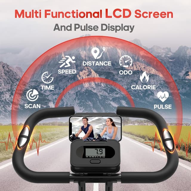 Thumbnail 4 de Upgraded Folding Exercise Bike with 16-Level Adjustable Magnetic Resistance, 330/350LBS Quiet Foldable Indoor Cycling Bike, Fitness Stationary Bike with LCD Display & Large Comfortable Seat Cushion
Upgraded Folding Exercise Bike with 16-Level Adjusta…