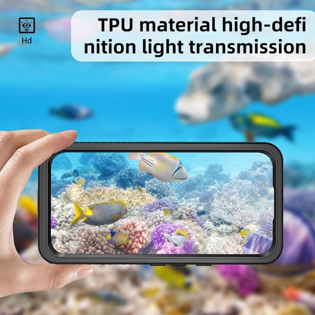 Detalle de Waterproof Case for Google Pixel 10 Pro (IP68) with Built-in Lens & Screen Protector, Clear Cover, Black