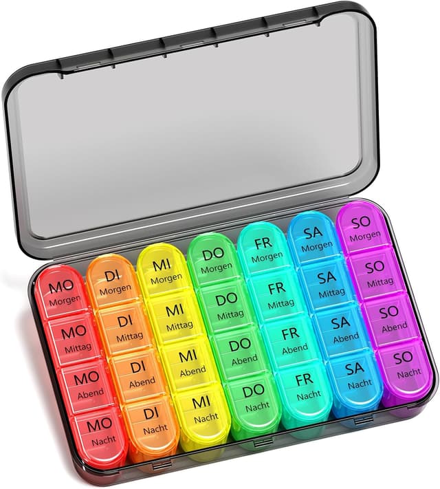 Detalle de Betife Tablettenbox 7 Tage mit 4 Fächern