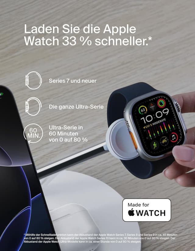 Detalle 2 de Belkin BoostCharge 3-in-1 kabelloses Ladegerät 40W