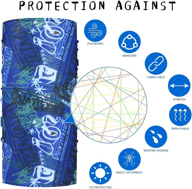 Detalle de flintronic Copricapo multifunzione: 6 fasce/ban-dana elastiche anti-UV e antipolvere per ciclismo, trekking e yoga