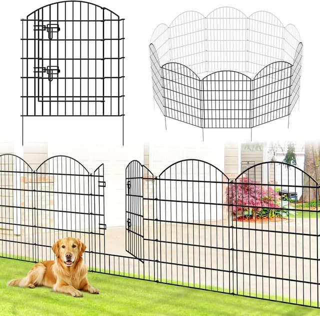 Thumbnail 6 de Thealyn Decorative Garden Fence (81cm H x 71cm W) – 5-panel outdoor rustproof metal dog fence, 3.5m total length