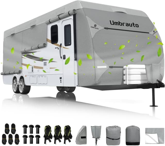 Detalle de Umbrauto RV Cover 27–30ft (7-Layer Travel Trailer Cover) with Waterproof, Windproof & UPF50+ Protection