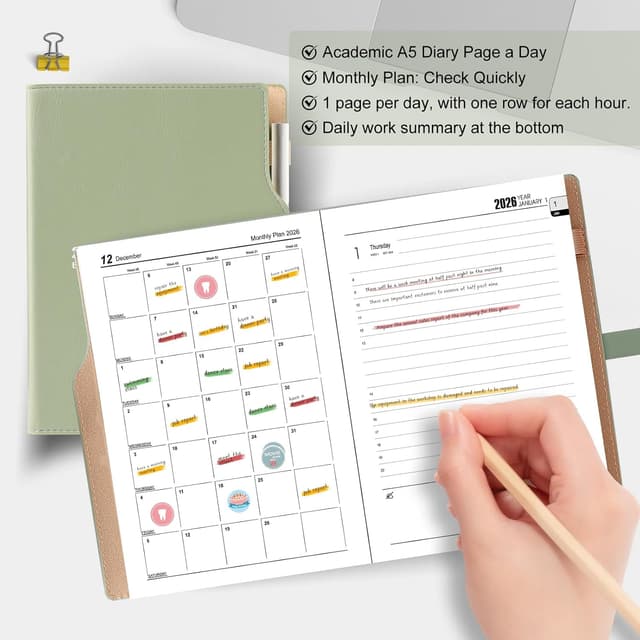 Detalle de Agenda académica 2026 A5 día por página 14x21,5 cm