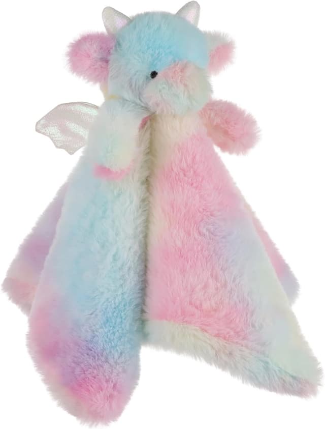 Detalle 2 de Apricot Lamb colourful dragon security blanket plush lovey