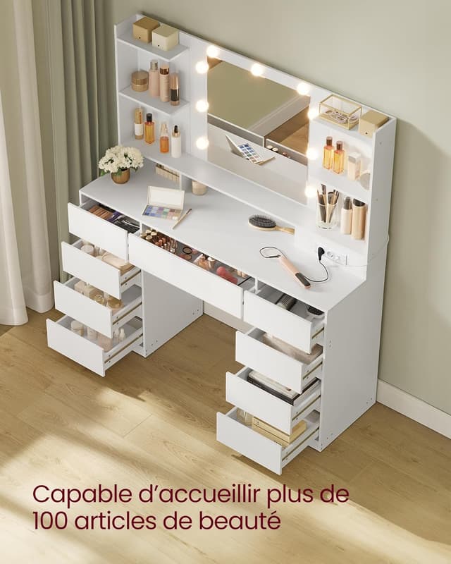 Detalle 2 de VASAGLE Kailyn Collection coiffeuse 107 cm 🪞