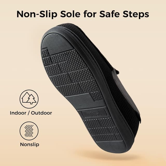 Detalle 2 de HomeTop Men’s Comfort Memory Foam Moccasin Slippers with Breathable Knit Upper