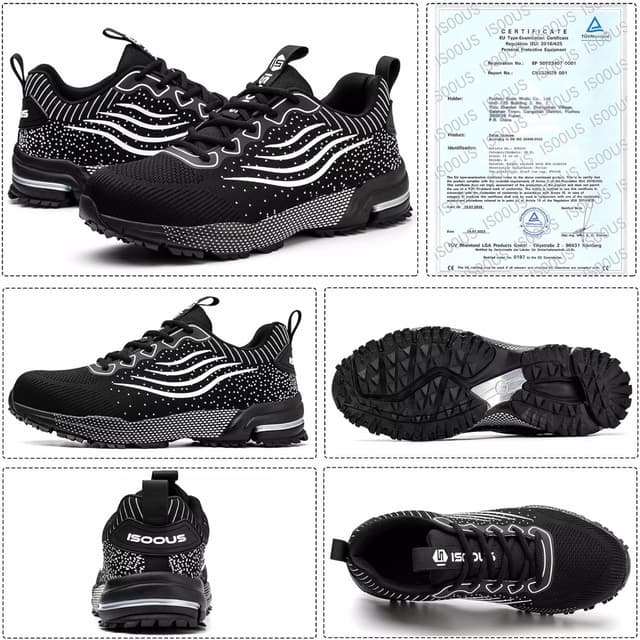 Detalle de ISOOUS Scarpe antinfortunistiche con punta in acciaio, leggere e traspiranti (nero)