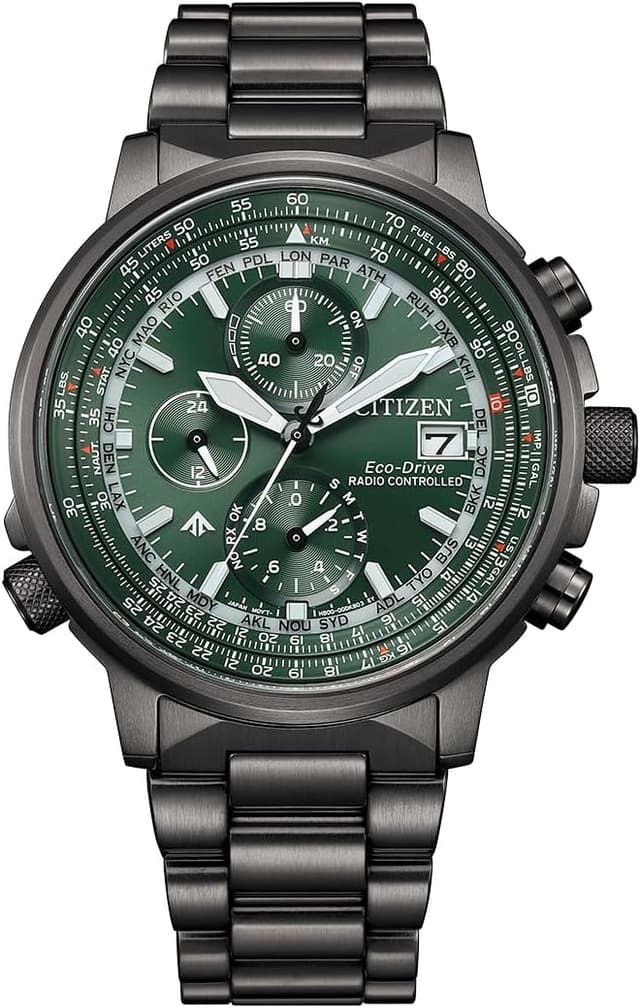 Detalle de Citizen Promaster Sky Eco-Drive Chronograph Herrenarmbanduhr AT8304-57W (schwarz)