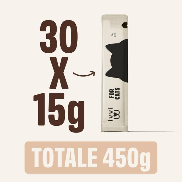 Thumbnail 6 de ivvi Anti-Hairball Essenza per Gatti con malto, olmo rosso, inulina e psyllium (crema con vero tonno) 30x15g