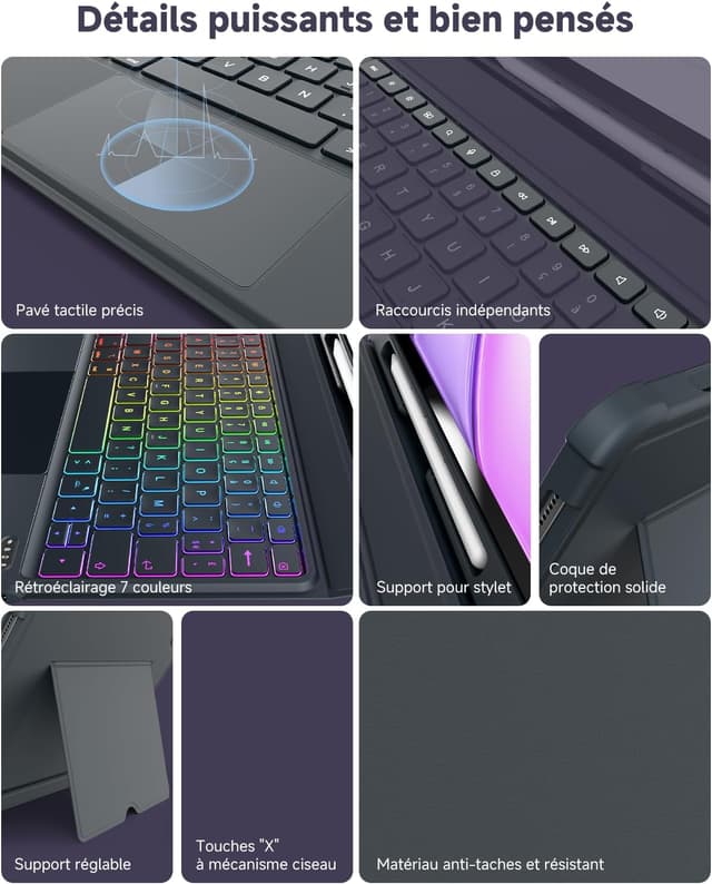 Thumbnail 4 de Nuflaz Clavier iPad 10e Génération & iPad 11" AZERTY RGB ⌁