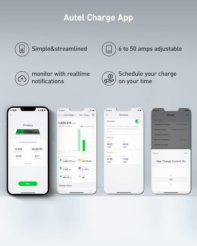 Thumbnail 6 de Autel MaxiCharger AC Home Level 2 EV Charger (up to 50A, 240V) with Wi‑Fi/Bluetooth, 25‑Foot Hardwired Cable — Sierra Blue