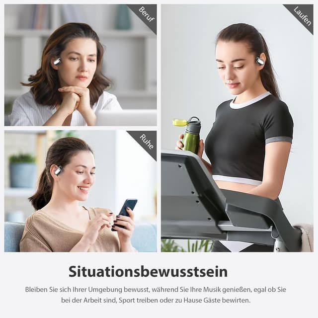 Thumbnail 6 de EUQQ Open Ear Kopfhörer 50 Std kabellos (Bluetooth 6.1) mit flexiblen Ohrhaken und 4× ENC Mic
