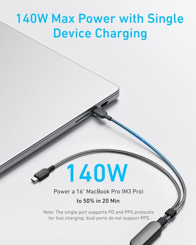 Detalle de Anker USB-C cable, 4 ft 2-in-1 charging
