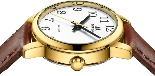 Detalle de LN LENQIN Ladies Analog Quartz Watch with Leather Strap (3 ATM Waterproof)