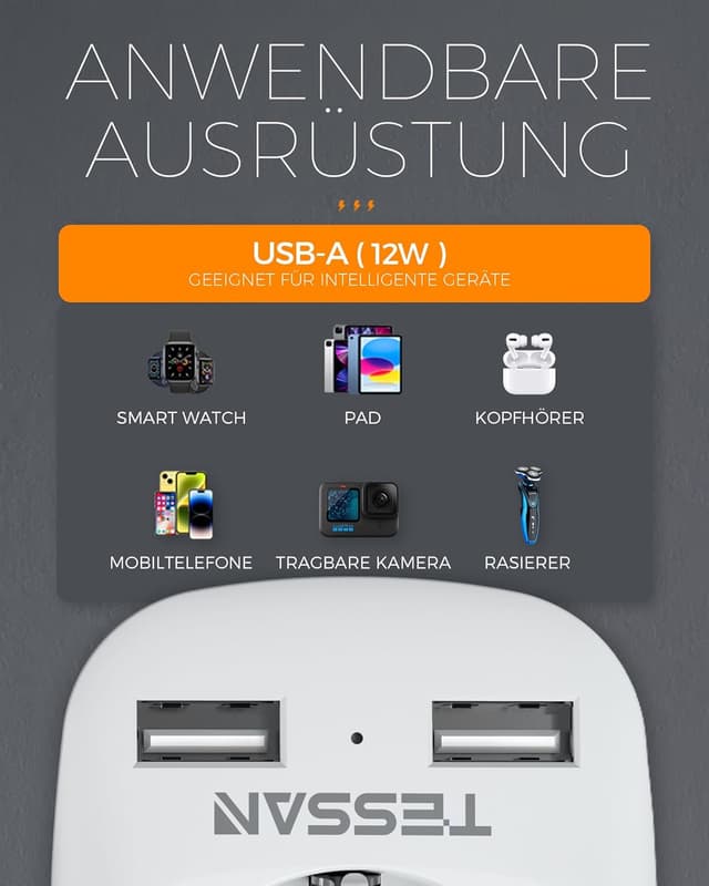 Thumbnail 2 de TESSEN Reiseadapter USA 3 Stück