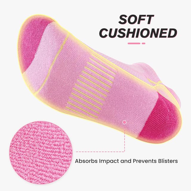 Detalle de Niorasen Ankle Socks for Women (6 Pairs) — Cotton Cushioned Athletic Running Socks