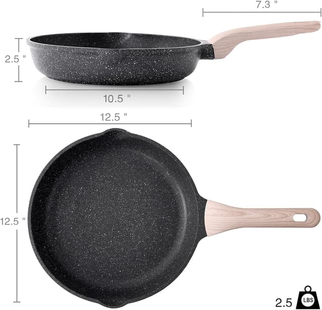 Detalle 2 de Kordisen Nonstick Frying Pan, 12.5-Inch Granite Skillet (PFOA-Free, Induction Compatible)