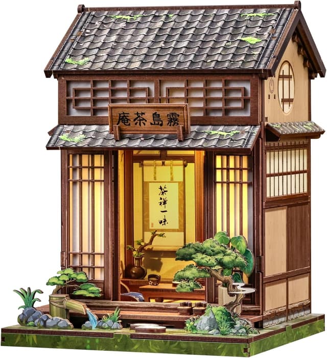 Detalle de CUTEBEE Book Nook Kit Kirishima Cha-an – japanisches Teehaus zum Selberbauen als Miniatur für Erwachsene