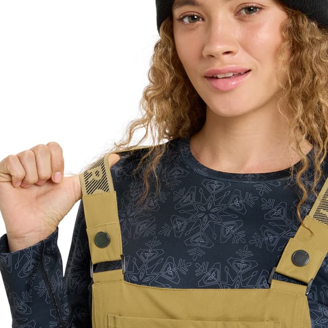 Detalle de Roxy Rideout: peto técnico de nieve para mujer con DryFlight 20K y WarmFlight X3