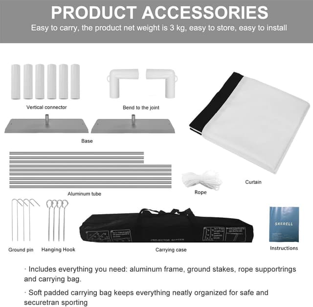 Detalle 2 de SKERELL Outdoor Projector Screen 100 Inch