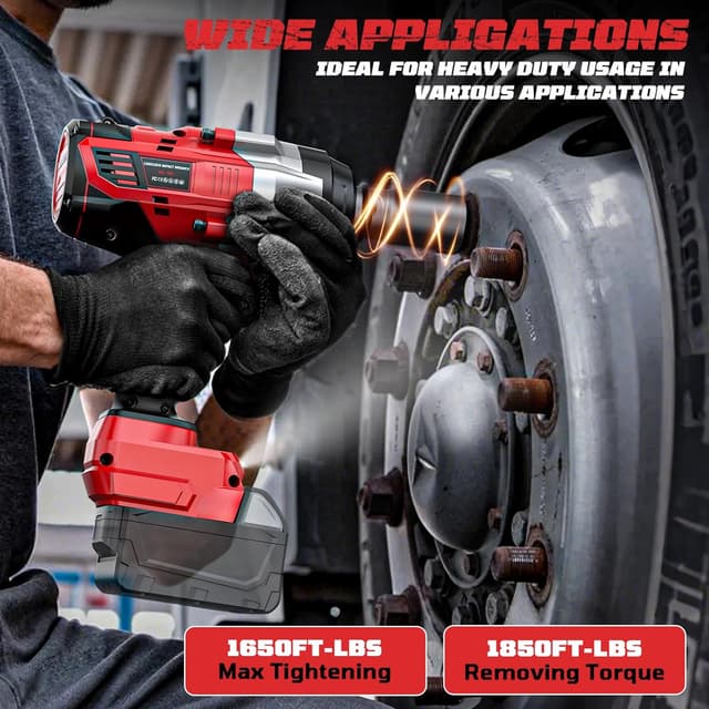 Detalle 2 de Cerycose 3/4 in Cordless Impact Wrench (Milwaukee 18V Compatible) 1850 ft-lbs Brushless, Bare Tool Only