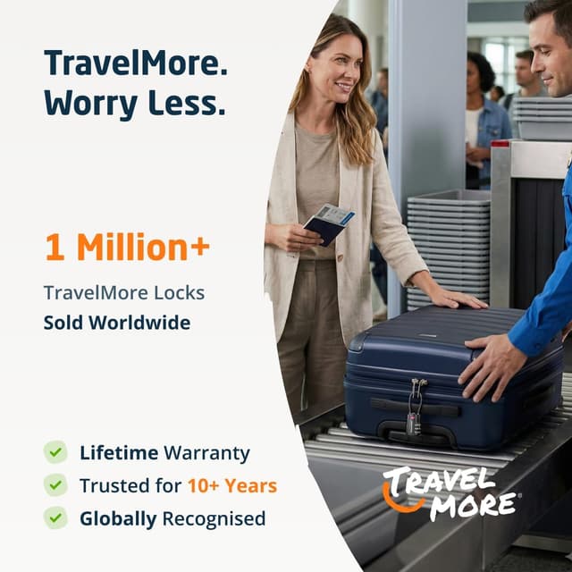 Detalle de Lot de 6 cadenas TSA à code 3 chiffres avec câble souple pour valises et sacs de voyage (noir)